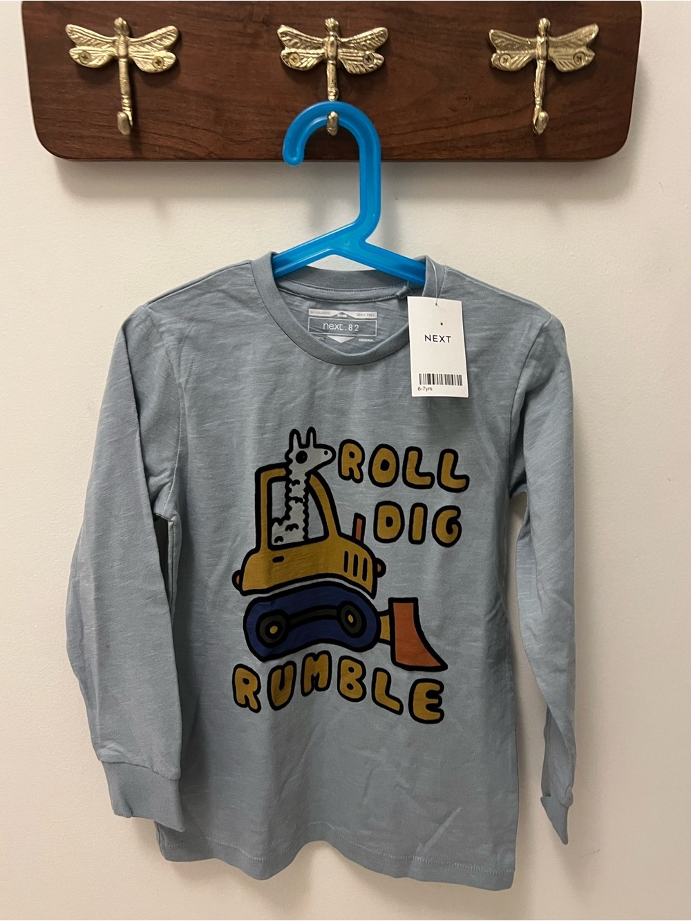 next Light Blue Long Sleeve Tee with Construction Graphic